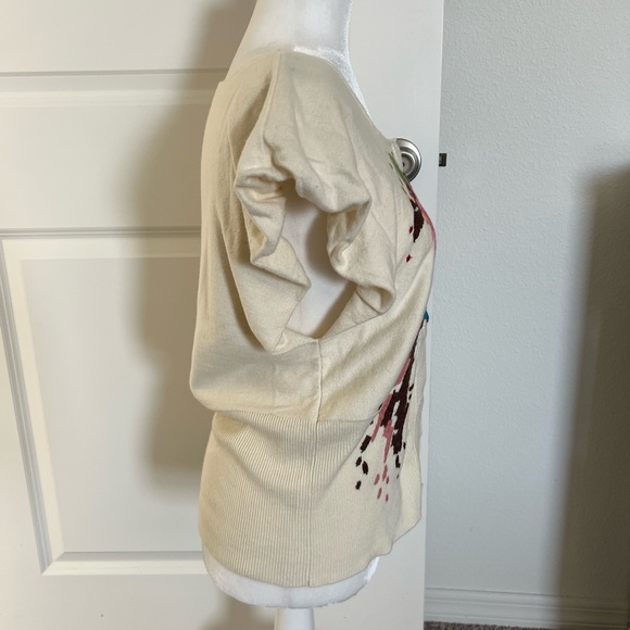EUC Anthropologie Sleeping On Snow Embroidered Bird Sweater Medium - Picture 4 of 9